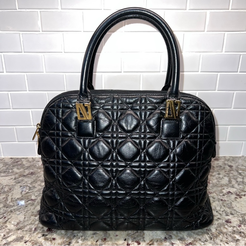 Diana Valentino Elegant Black Quilted Handbag